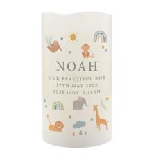 Personalised Safari Animals LED Candle